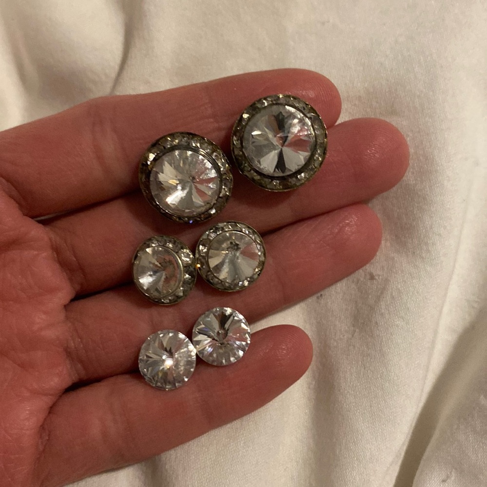 Set of 3 Pairs of Faux Rhinestone Earrings